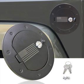 img 4 attached to Upgrade Your Jeep Wrangler With The BESTAOO Aluminium Fuel Filler Door Cover And Locking Gas Tank Cap Cover - Featuring USA Flag Design And Compatible With 2007-2017 Models
