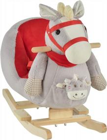 img 4 attached to Qaba Grey Ride-On Rocking Horse Toy With Music And Soft Plush Fabric For Children Aged 18-36 Months