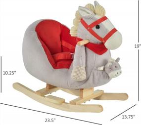 img 2 attached to Qaba Grey Ride-On Rocking Horse Toy With Music And Soft Plush Fabric For Children Aged 18-36 Months
