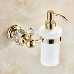img 2 attached to Golden Brass Wall Mounted Liquid Soap Dispenser With Glass Bottle And 6.8 Oz Capacity - Ideal For Bathroom And Lavatory - OWOFAN HK-38K