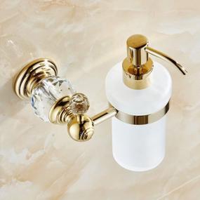 img 1 attached to Golden Brass Wall Mounted Liquid Soap Dispenser With Glass Bottle And 6.8 Oz Capacity - Ideal For Bathroom And Lavatory - OWOFAN HK-38K