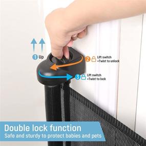 img 2 attached to 👶 Versatile Retractable Baby Gate: Stairs, Dogs, and More! 33" Tall, Expands up to 55" Wide, Mesh Safety Pet Gate for Indoor, Outdoor and Hallway Use - Black