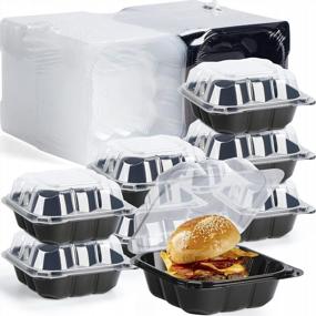 img 4 attached to 55-Pack YANGRUI 6X6 Inch 19Oz Meal Prep Containers - Anti-Fog Shrink Wrap, BPA Free, Microwave & Freezer Safe Clamshell To Go Boxes