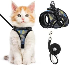 img 4 attached to rabbitgoo Kitten Harness and Leash Set – Escape Proof Walking Vest for Small Cats, 🐱 Adjustable Control Outdoor Kitty Harness, Breathable Pet Jacket with Reflective Strips, Geometric Pattern - Improved SEO