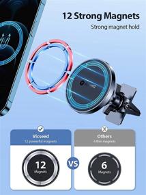 img 3 attached to VICSEED Magnetic Car Phone Holder [Powerful Magnet] 360° Adjustable Air Vent Mount for iPhone 13 12 Pro Max Mini MagSafe Case & All Phones - Includes Magsafe Rings