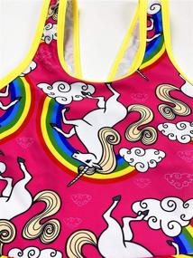 img 1 attached to 🌈 KuKiee Girls Rainbow Unicorn Swimsuit: One Piece with Stars Print - Trendy Swimwear Bathing Suit