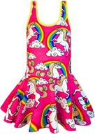 🌈 kukiee girls rainbow unicorn swimsuit: one piece with stars print - trendy swimwear bathing suit logo