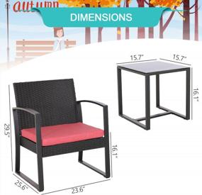 img 1 attached to Furnimy 3-Piece Resin Patio Set With PE Rattan Furniture, Ideal For Outdoor Conversation And Dining
