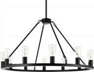 sonoro black chandelier - rustic industrial modern fixture with 13 bulbs for dining room or entryway логотип