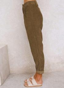 img 1 attached to Casual High Waisted Corduroy Pants for Women 👖 - Loose Fit Straight Leg Trousers with Pockets by EVALESS