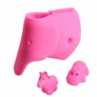 bath spout cover - faucet cover baby - tub spout cover bathtub faucet cover for kids -tub faucet protector for baby - silicone spout cover pink elephant - kids bathroom accessories - free bathtub toys logo