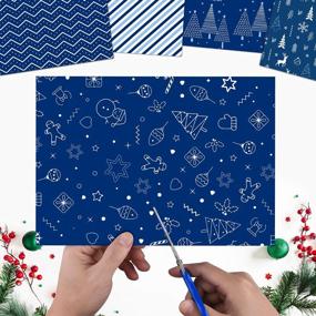 img 2 attached to MIAHART 45 Sheets Festive Merry Christmas Pattern Paper Set For Scrapbooking And Card Making - Double-Sided Designs In A4 Size Blue And White
