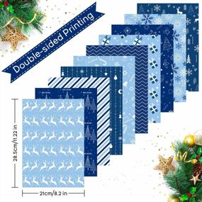 img 3 attached to MIAHART Набор бумаги для праздничного веселого Рождества, 45 листов, для скрапбукинга и изготовления открыток - двухсторонний дизайн формата А4, синий и белый