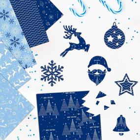 img 1 attached to MIAHART Набор бумаги для праздничного веселого Рождества, 45 листов, для скрапбукинга и изготовления открыток - двухсторонний дизайн формата А4, синий и белый