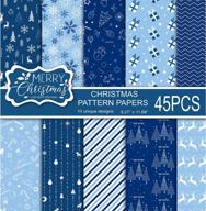 miahart 45 sheets festive merry christmas pattern paper set for scrapbooking and card making - double-sided designs in a4 size blue and white logo