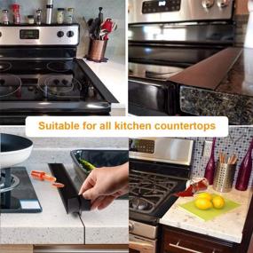 img 1 attached to Black Heat Resistant Stove Gap Covers - 25 Inch, Pack Of 2 - Kitchen Counter Gap Filler Seals Gaps Between Stovetop And Counter, Easy To Clean