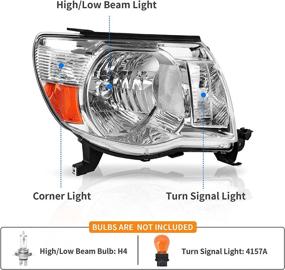 img 3 attached to DWVO Headlight Assembly: 2005-2011 Tacoma Replacement Chrome Housing with Amber Reflector - OE Style Pickup Truck Light