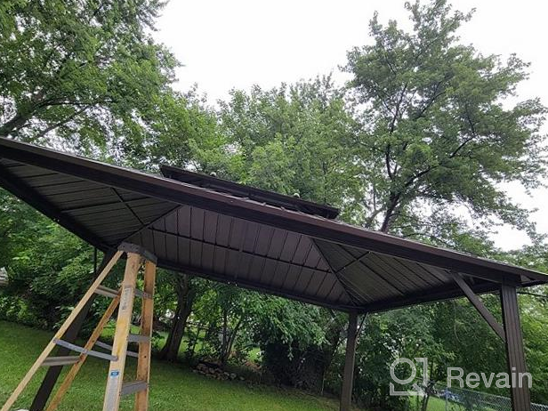 img 1 attached to 12' X 16' Hardtop Gazebo: Galvanized Steel Outdoor Canopy With Double Roof, Aluminum Frame & Netting/Curtains For Garden, Patio, Lawns & Parties review by Julio Avikunthak