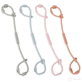 img 4 attached to 👶 4 Pack Stretchable Silicone Pacifier Clips by AULEGE - Adjustable Toy Safety Straps for Strollers, High Chair, Hanging Baskets, Cribs, Shopping Trolley, Car Seat