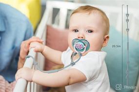 img 2 attached to 👶 4 Pack Stretchable Silicone Pacifier Clips by AULEGE - Adjustable Toy Safety Straps for Strollers, High Chair, Hanging Baskets, Cribs, Shopping Trolley, Car Seat