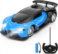 remote control car for kids - 1/16 scale electric racing, led lights rechargeable high-speed hobby toy vehicle, rc gifts age 3-9 boys girls (blue) логотип