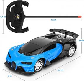 img 1 attached to Remote Control Car For Kids - 1/16 Scale Electric Racing, LED Lights Rechargeable High-Speed Hobby Toy Vehicle, RC Gifts Age 3-9 Boys Girls (Blue)