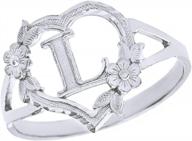 серебряное кольцо calirosejewelry с начальным алфавитом и персонализированным сердцем - буква l логотип