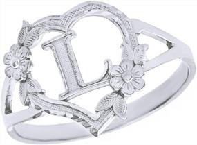 img 4 attached to Серебряное кольцо CaliRoseJewelry с начальным алфавитом и персонализированным сердцем - буква L