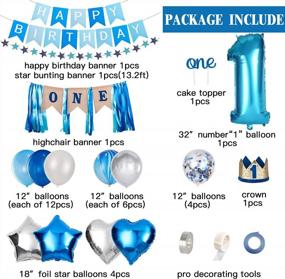 img 1 attached to 78 шт., комплект украшений на 1 день рождения для мальчиков с коробками для воздушных шаров, короной, баннером с днем ​​рождения и баннером на стульчике для первого дня рождения ребенка