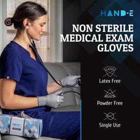img 2 attached to 🧤 Hand-E Touch Disposable Grey Nitrile Gloves Large - 400 Count - Kitchen Gloves - Powder Free, Latex Free Medical Exam Gloves With Textured Grip Fingertips - Cleaning, Salon, Painting: The Ultimate Protective and Versatile Gloves