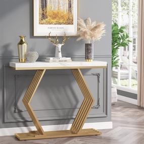 img 1 attached to Add Glamour To Your Space With Tribesigns 42-Inch Modern Gold Console Table & Geometric Metal Base