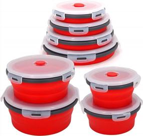 img 4 attached to Collapsible Bowls For Camping Rv Kitchen Accessories - 4PC Round Silicone Food Storage Containers Refrigerator Organizer With Lid - Bpa Free, Safe For Microwave Dishwasher Freezer, Motorhome Solutions