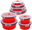 collapsible bowls for camping rv kitchen accessories - 4pc round silicone food storage containers refrigerator organizer with lid - bpa free, safe for microwave dishwasher freezer, motorhome solutions logo