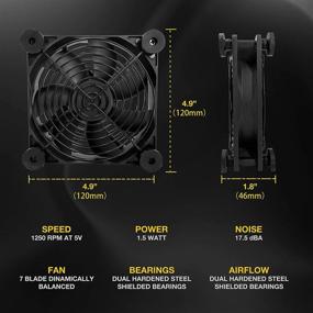 img 3 attached to KOTTO Big Airflow Dual 120Mm USB Plug Electronic Cooling Fans - DC 5V Powered, 3 Speed Control For Cabinet Chassis Fan, Server & Workstation Cooling