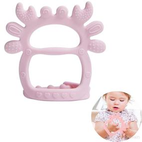 img 4 attached to 🦀 Baby Wrist Teether: Adjustable Silicone Molars Wristband for Teething Babies - Fun Crab Design, Natural Organic BPA Free Oral Hygiene Toy (Peachy)