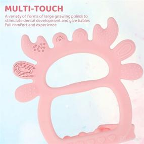 img 1 attached to 🦀 Baby Wrist Teether: Adjustable Silicone Molars Wristband for Teething Babies - Fun Crab Design, Natural Organic BPA Free Oral Hygiene Toy (Peachy)