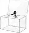 maxgear acrylic donation box with lock and sign holder, clear ballot box for fundraising (6.25" x 4.5" x 4") - secure lockable collection container logo