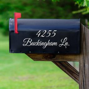 img 2 attached to Set Of 2 Personalized Mailbox Decals - Custom Street Name And Address Stickers For Mailbox, CMB7 (White, 12"W X 4"H) By VWAQ