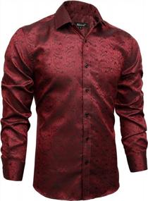 img 3 attached to Men'S Classic Slim Fit Paisley Jacquard Dress Shirt With Button-Down Long Sleeves By Alizeal