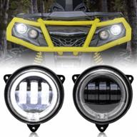 2pcs sautvs led low beam headlights w/ halo ring drl for can-am outlander 500 650 800 850 1000 xmr std xt xt-p 2012-2022 | #710006177 replacement logo
