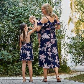 img 1 attached to Floral Print Cold Shoulder Mommy And Me Dresses With Ruffle And Backless Design For Summer Beach Midi Dress By PopReal