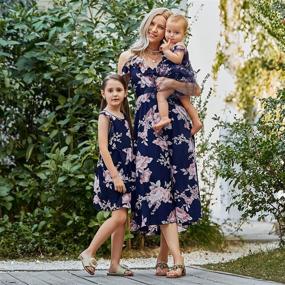 img 3 attached to Floral Print Cold Shoulder Mommy And Me Dresses With Ruffle And Backless Design For Summer Beach Midi Dress By PopReal