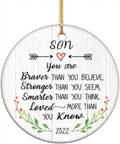 img 2 attached to VILIGHT Congratulation And Graduation Gift For Son 2022 - Motivational And Inspirational Quotes Keepsake From Mom And Dad – You Are Braver Than You Believe Christmas Ornament With Tag - 2.75 Inch
