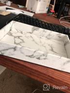 img 1 attached to HofferRuffer Faux Leather Vanity Tray - Elegant, Decorative Catchall Perfume Organizer For Bathroom, Nightstand, Or Dresser - Black Marble 10.2 X 8.4 X 1.8 Inches review by Tanya Jenkins