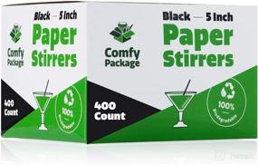 img 4 attached to 🍹 400 Pack of 5 inch 100% Biodegradable Paper Sip Stirrers/Straws - Black - Ideal for Cocktails & Coffee