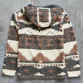 img 3 attached to 👕 Chouyatou Men's Tribal Aztec Print 1/4 Zip Sherpa Pullover Hoodie with Fuzzy Texture