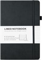 a5 hardcover leather notebook with 100 gsm thick paper, numbered pages & 2 inner pockets - perfect for women & men! logo