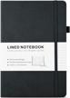 a5 hardcover leather notebook with 100 gsm thick paper, numbered pages & 2 inner pockets - perfect for women & men! logo