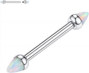 img 4 attached to GAGABODY G23 Titanium Nipple Barbells With CZ/Opal - Unique Straight Design For Women And Men Piercings