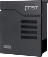 черный настенный почтовый ящик decaller с замком - стильный и безопасный большой почтовый ящик для наружного использования, 14,4 x 13 x 4,2 логотип